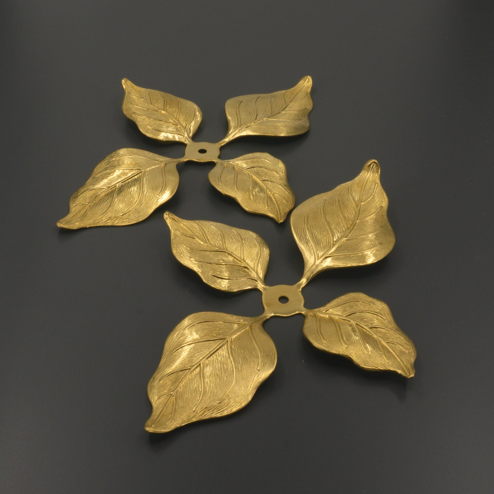 Brass Leaves Brass Rivet Spray Brass 4 Petal Leaves Brass Etsy