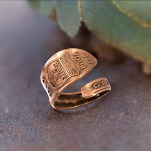 Route 66 Copper Spoon Ring: Adjustable Silverware Jewelry