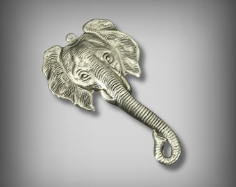 Elephant Trunk Pendant, Brass Elephant Head Stamping, Brass Findings, Brass Elephant Pendant