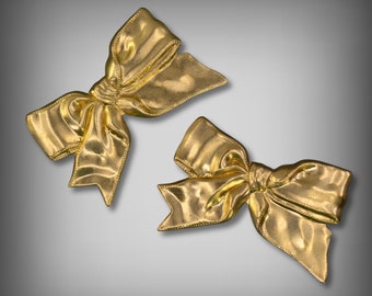 2 Raw Brass Bow Stampings: Unplated Bowtie Pendants, Jewelry Supplies