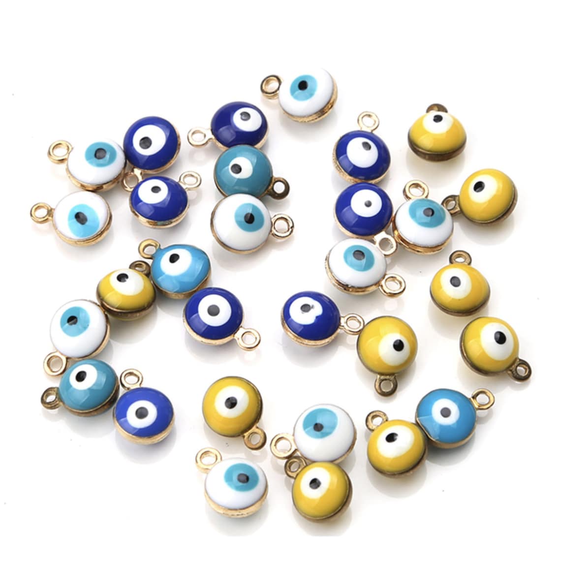 Enamel Evil Eye Charms 6mm Charms With Loop Evil Eye Etsy