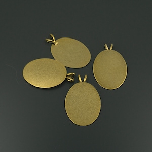 Matte Gold Plated Brass Oval Pendants with Bale - 2 Pieces