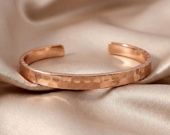 Heavy Solid Copper Bracelet: Hammered Finish, Therapy Jewelry
