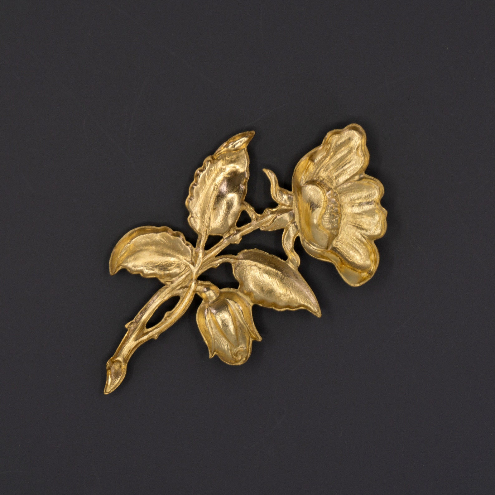 Brass Findings Brass Flower With Stem Brass Flowers With Etsy UK