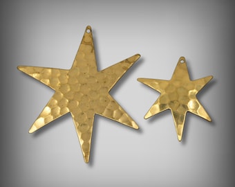 Hammered Brass Starburst Pendants: Jewelry Making Supplies, 2 Sizes