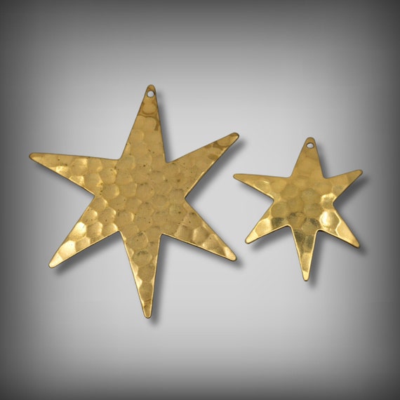 Hammered Brass Starburst Pendants: Jewelry Making Supplies, 2 Sizes