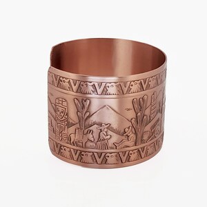 Copper Cuff MEXICAN Motif Design, Pure COPPER Cuff Bracelet, Etched Copper Cuff Bangle, Healing Copper Cuff Bracelet image 9