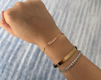Pulsera de oro macizo de 14 quilates - Pulsera personalizable - Joyería minimalista - Joyería delicada