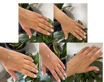 Pulsera delicada con cadena de mano - Joyas espirituales - Joyas de Hamsa - Joyas de mal de ojo - Joyas judías