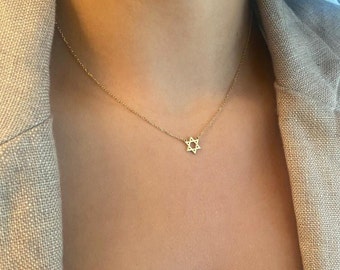 Collar con estrella de David judía para mujer - Joyas minimalistas - Joyas delicadas - Joyas judías