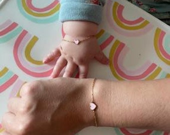 Juego de pulseras para mamá y yo: joyas para mamá y bebé, joyas minimalistas, joyas delicadas, joyas personalizadas, regalos para niñas pequeñas