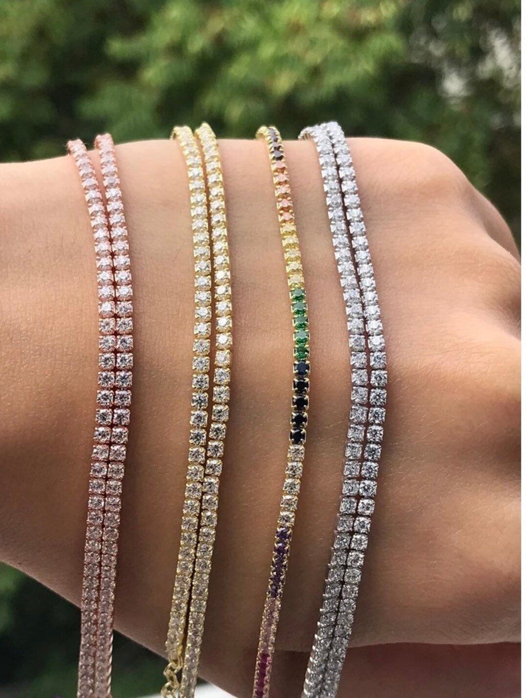 14K Plated Thin Tennis Bracelet Engagement / Bridal Gift Etsy New Zealand