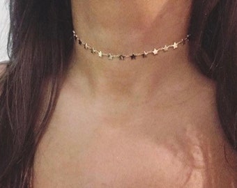 Gargantilla de estrella delicada - Gargantilla de plata esterlina - Gargantilla minimalista - Collar de gargantilla de estrella