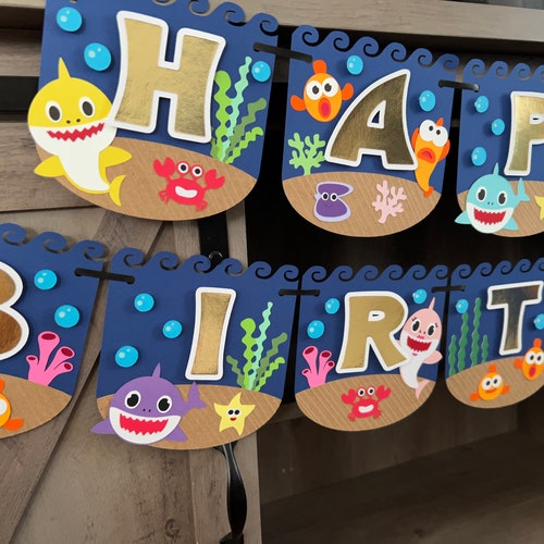 Baby Shark Birthday Banner, Baby Shark Printable Banner, Happy Birthday ...