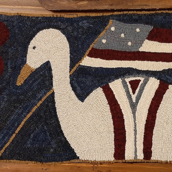 Americana Swan Rug Hooking Pattern/Paper Pattern/Patriotic Rug Hooking Design/Full Size/LARGE Version of the Pattern