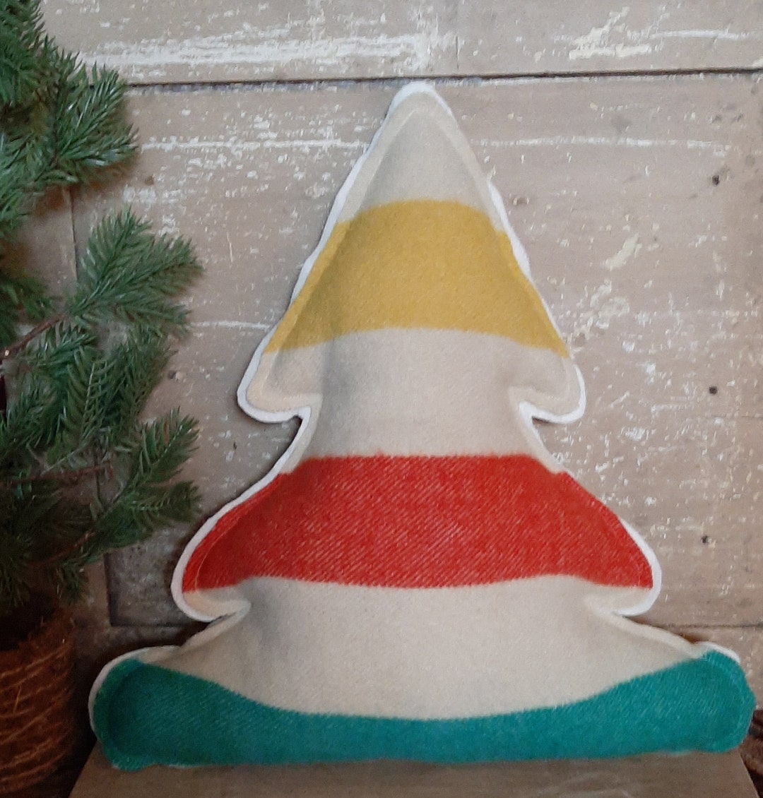 Vintage Large Wool Blanket Tree Pillow/hudson Bay/large Tree Etsy