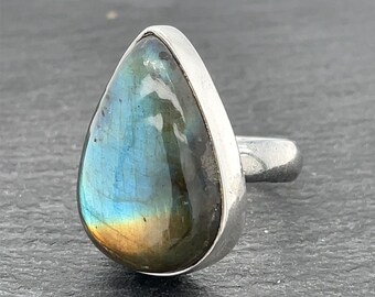 Vintage Sterling Silver And Labradorite Ring Size 5 1/2