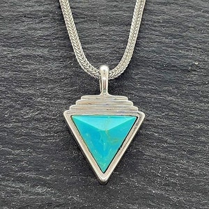 Vintage Sterling Silver Turquoise Pyramid Necklace Southwestern Jewelry