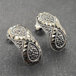 Vintage Sterling Silver Marcasite Stud Earrings