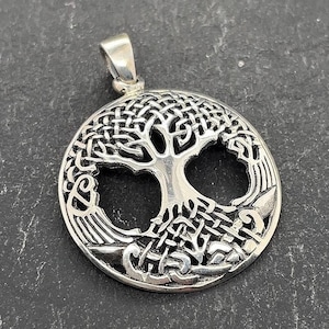 Vintage Sterling Silver Tree Of Life Necklace Pendant Celtic Knot Jewelry