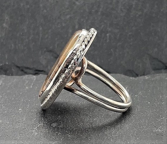 Vintage Sterling Silver Agate Ring Size 7 - image 3