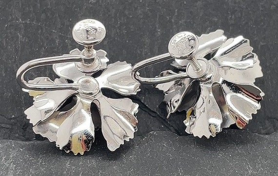 Vintage Sterling Silver Flower Brooch And Screw B… - image 4