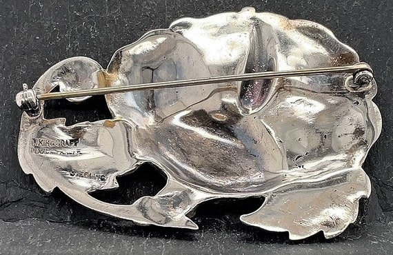 Vintage Sterling Silver Hibiscus Flower Brooch Pi… - image 3