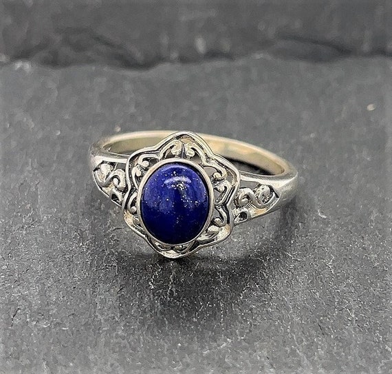 Vintage Sterling Silver Lapis Lazuli Jewelry Size… - image 1