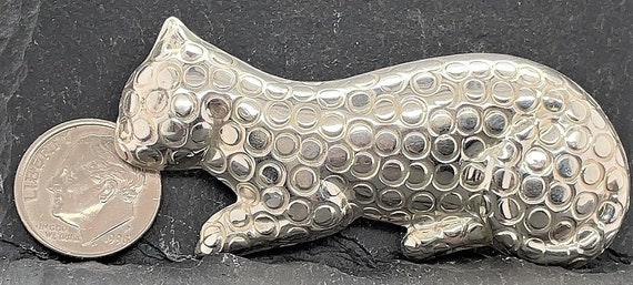 Vintage Sterling Silver Leopard Brooch Pin Neckla… - image 2