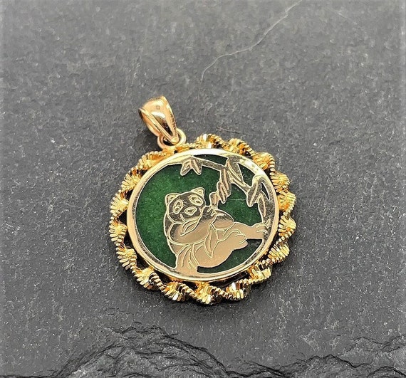1988 1/20 Oz. Panda Coin Charm Pendant with 14 Karat Gold Rope Bezel —  Antique Jewelry Mall
