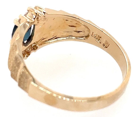 Vintage 14K Yellow Gold Ring Sapphire Diamonds 19… - image 4