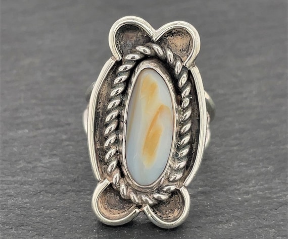 Vintage Sterling Silver Mother Of Pearl Shell Rin… - image 2