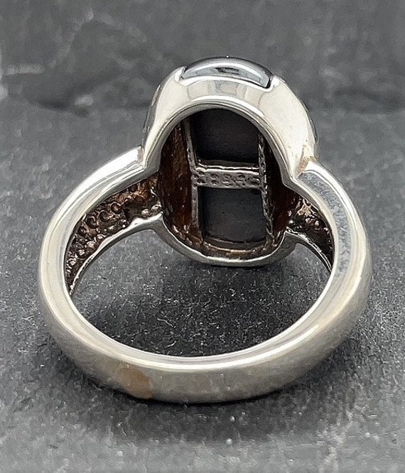 Vintage Sterling Silver Hematite Ring Size 8 - image 2