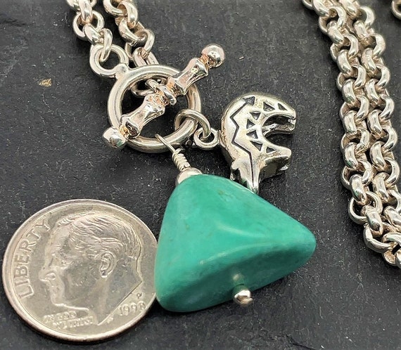 Vintage Sterling Silver Turquoise Zuni Bear Charm… - image 4