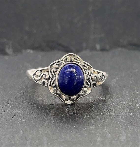Vintage Sterling Silver Lapis Lazuli Jewelry Size… - image 4