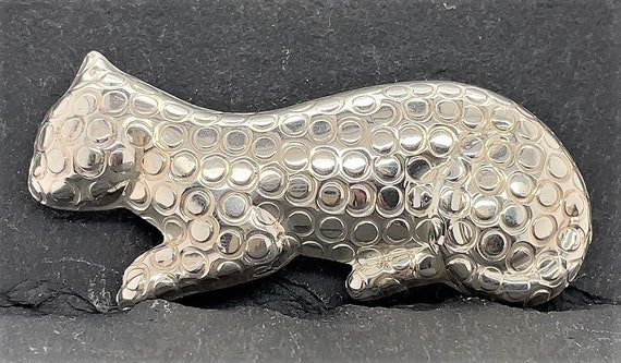 Vintage Sterling Silver Leopard Brooch Pin Neckla… - image 4