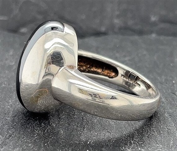 Vintage Sterling Silver Hematite Ring Size 8 - image 3