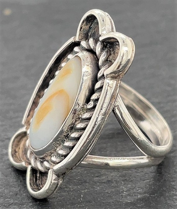 Vintage Sterling Silver Mother Of Pearl Shell Rin… - image 3