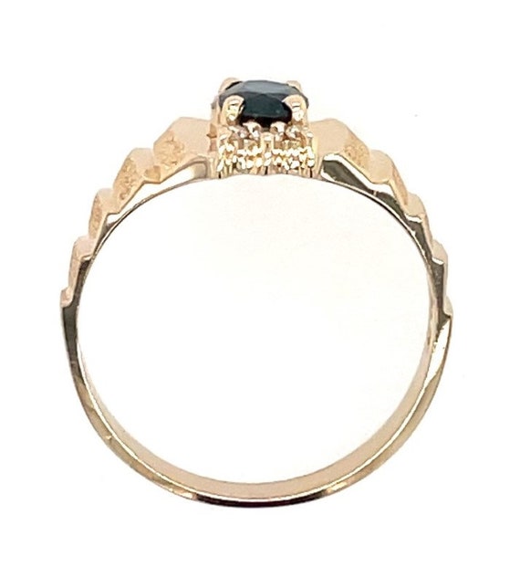Vintage 14K Yellow Gold Ring Sapphire Diamonds 19… - image 3