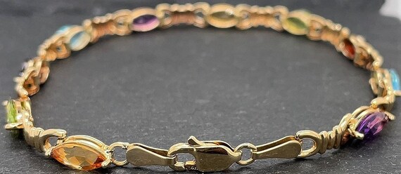 Vintage 14K Yellow Gold Multi Gemstone Bracelet A… - image 5