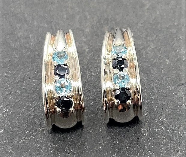 ちゃわん　きれいな青 Vintage Blue CZ Blue Enamel Flower Southwestern Sterling