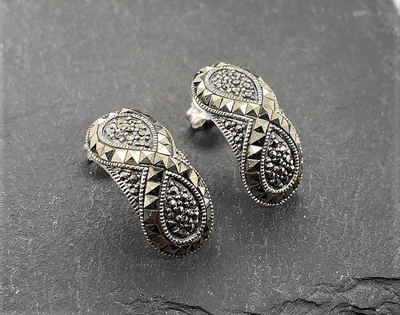 Sterling Silver Marcasite Stud Earrings Sterling Silver Marcasite Stud Earrings