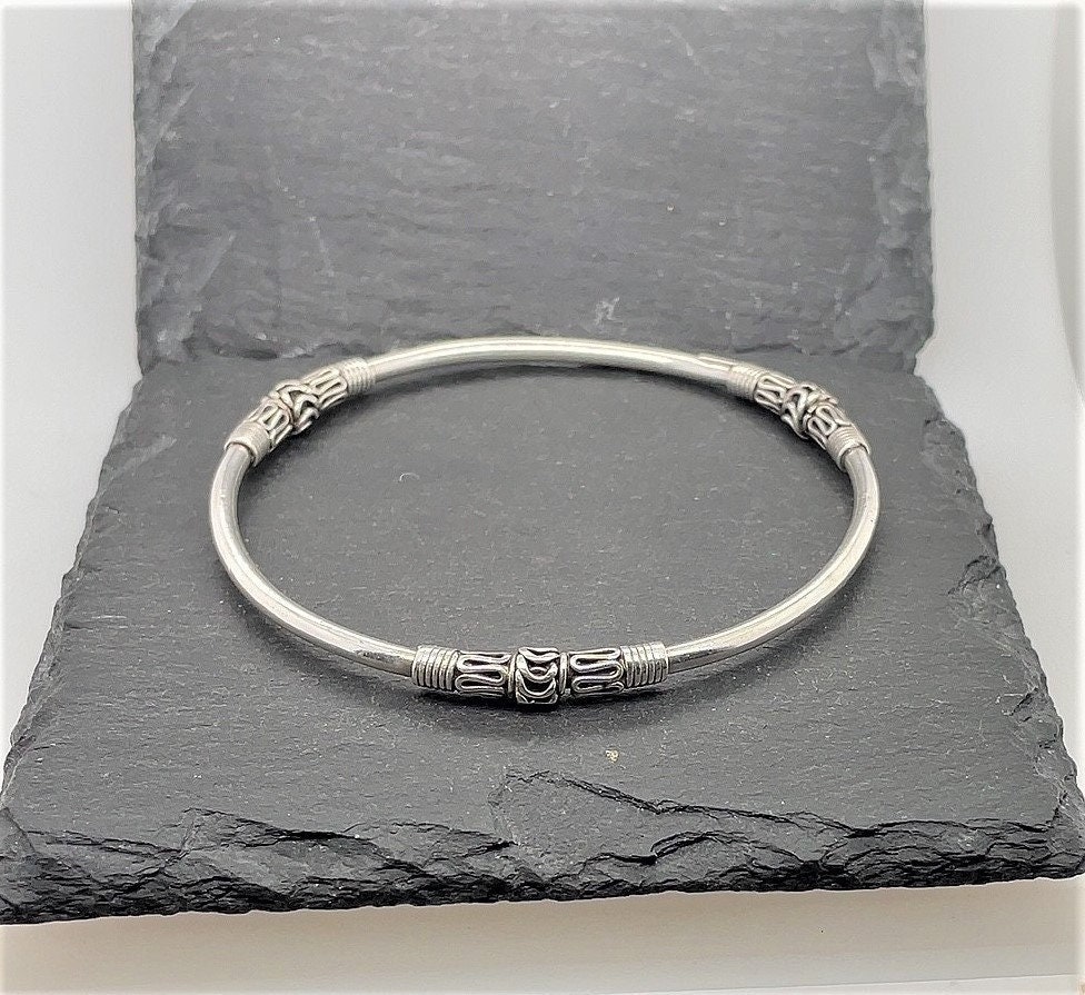 Vintage Sterling Silver Ornate Bangle Bracelet - Etsy Vintage Sterling Silver Ornate Bangle Bracelet - Etsy