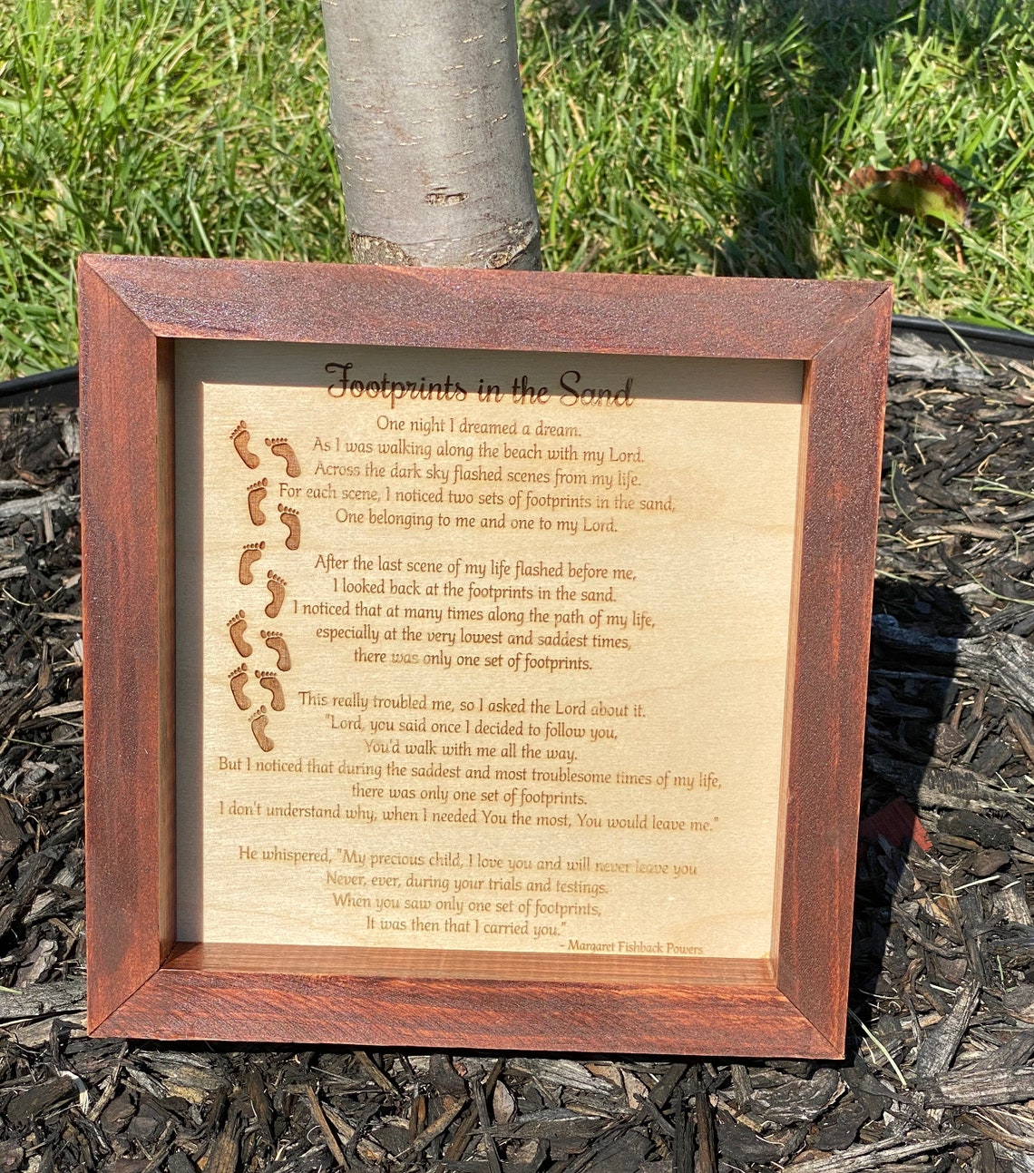 Footprints in the Sand Poem engraved and framed 8 x 8 | Etsy