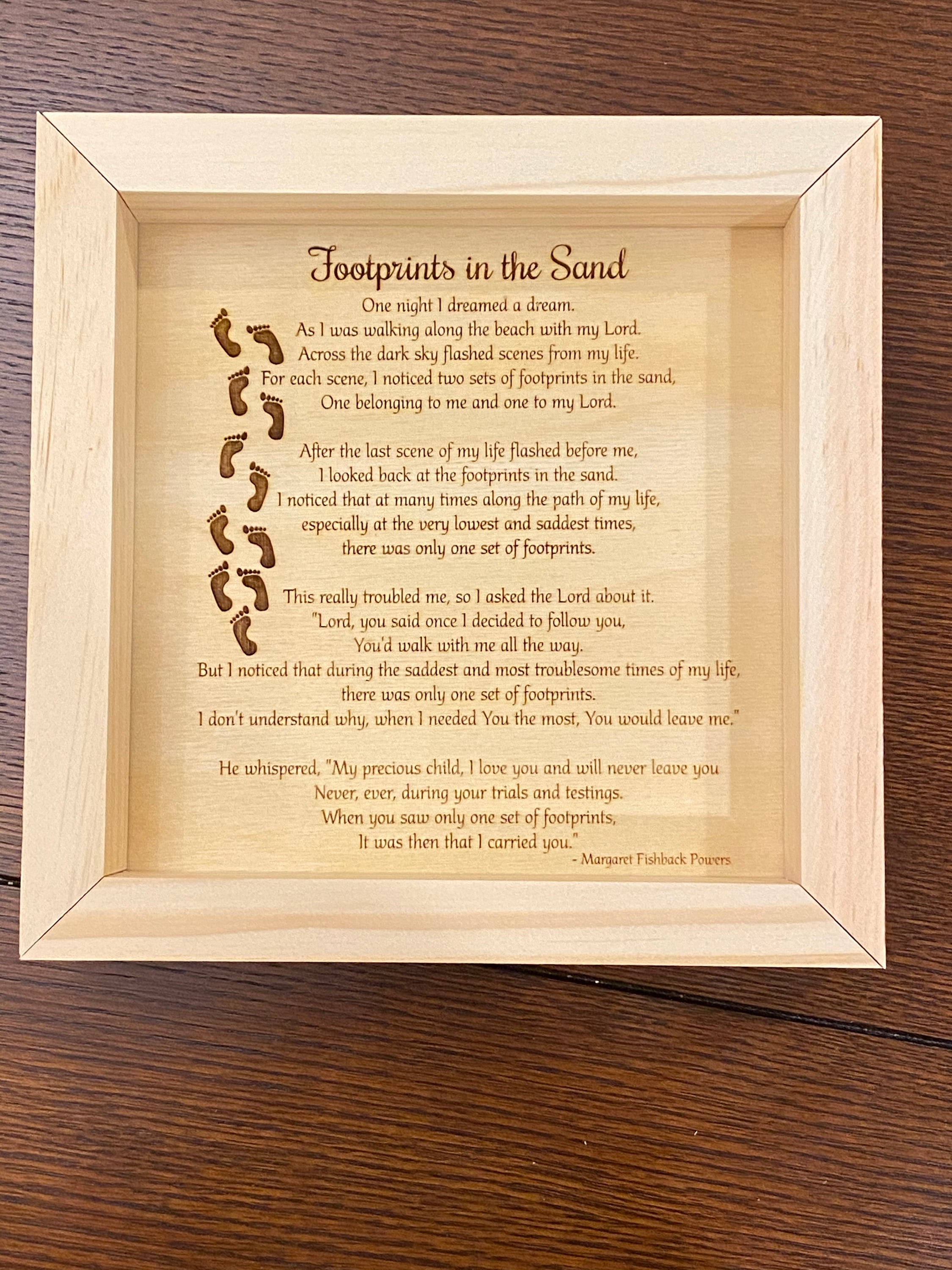 Footprints in the Sand Poem engraved and framed 8 x 8 | Etsy