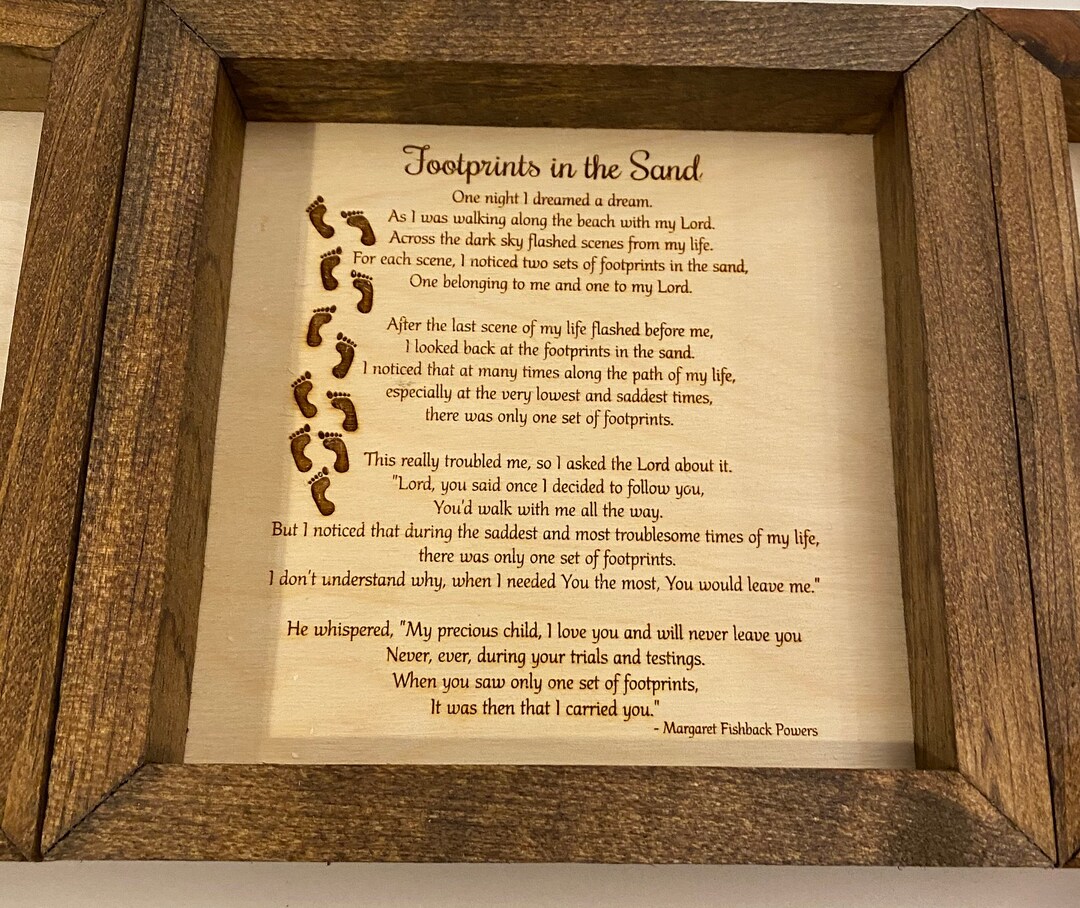 Footprints in the Sand Poem Engraved and Framed 8 X 8” or 10 X 12” - Etsy