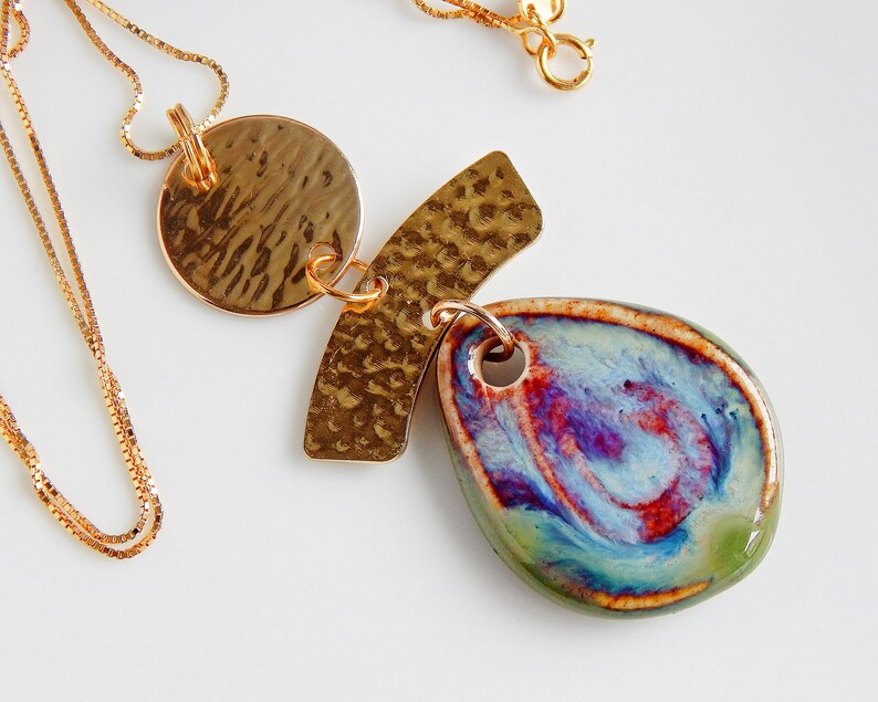 Gold Plated Teardrop Necklace Geometric Statement Choker Etsy