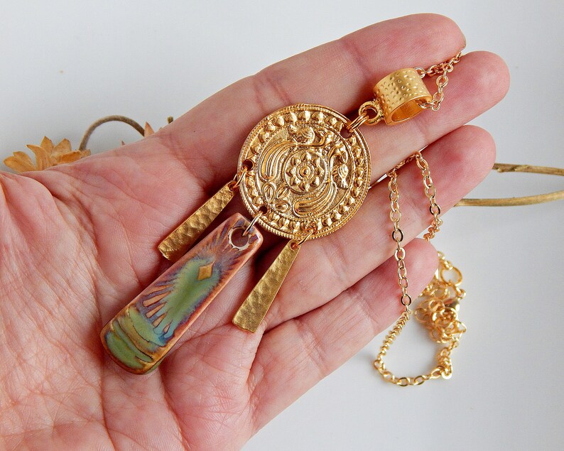 Statement Gold Coin Necklace 18k Gold Filled Medallion Etsy