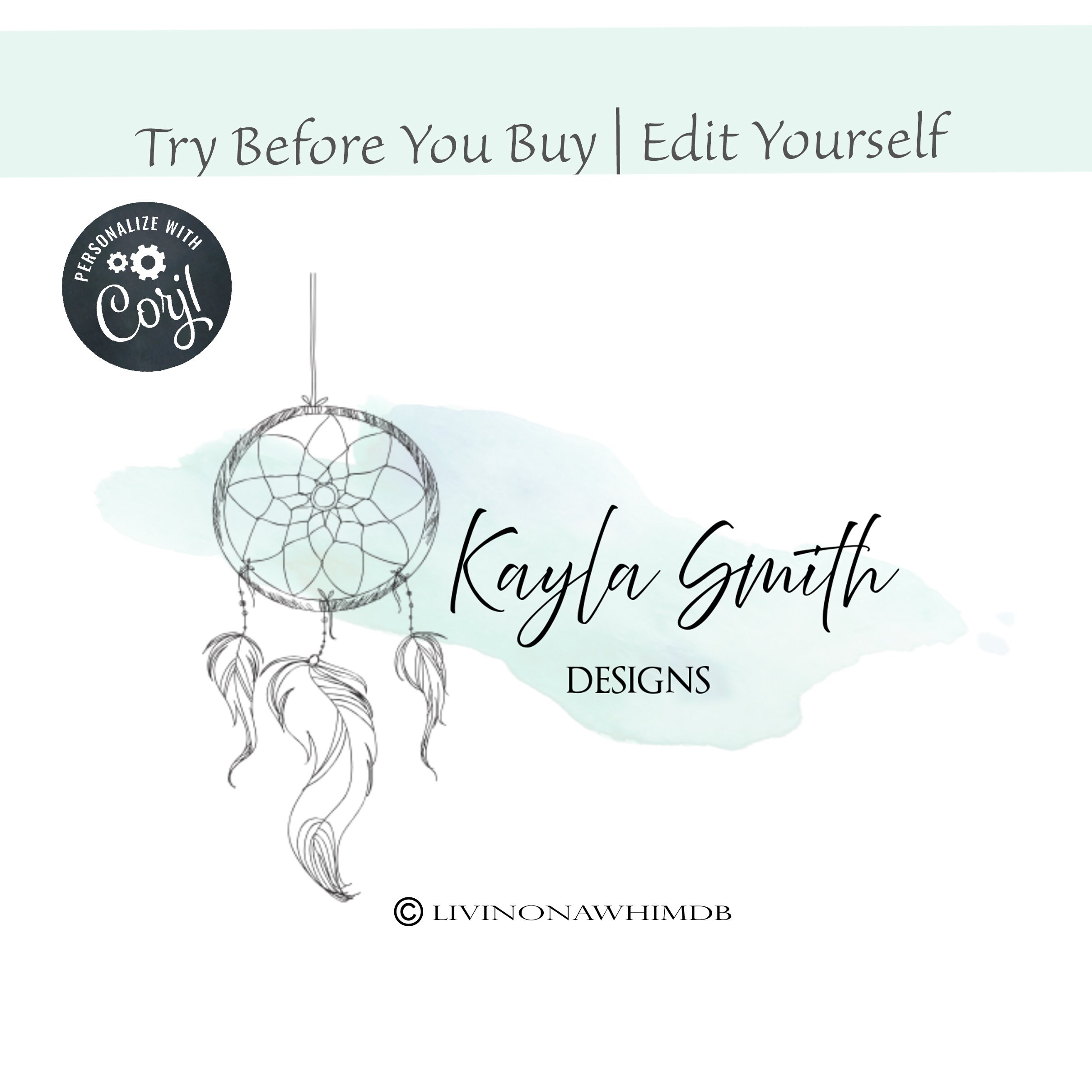 Premade Logo Template Dream Catcher Logo Design Logo Etsy Australia