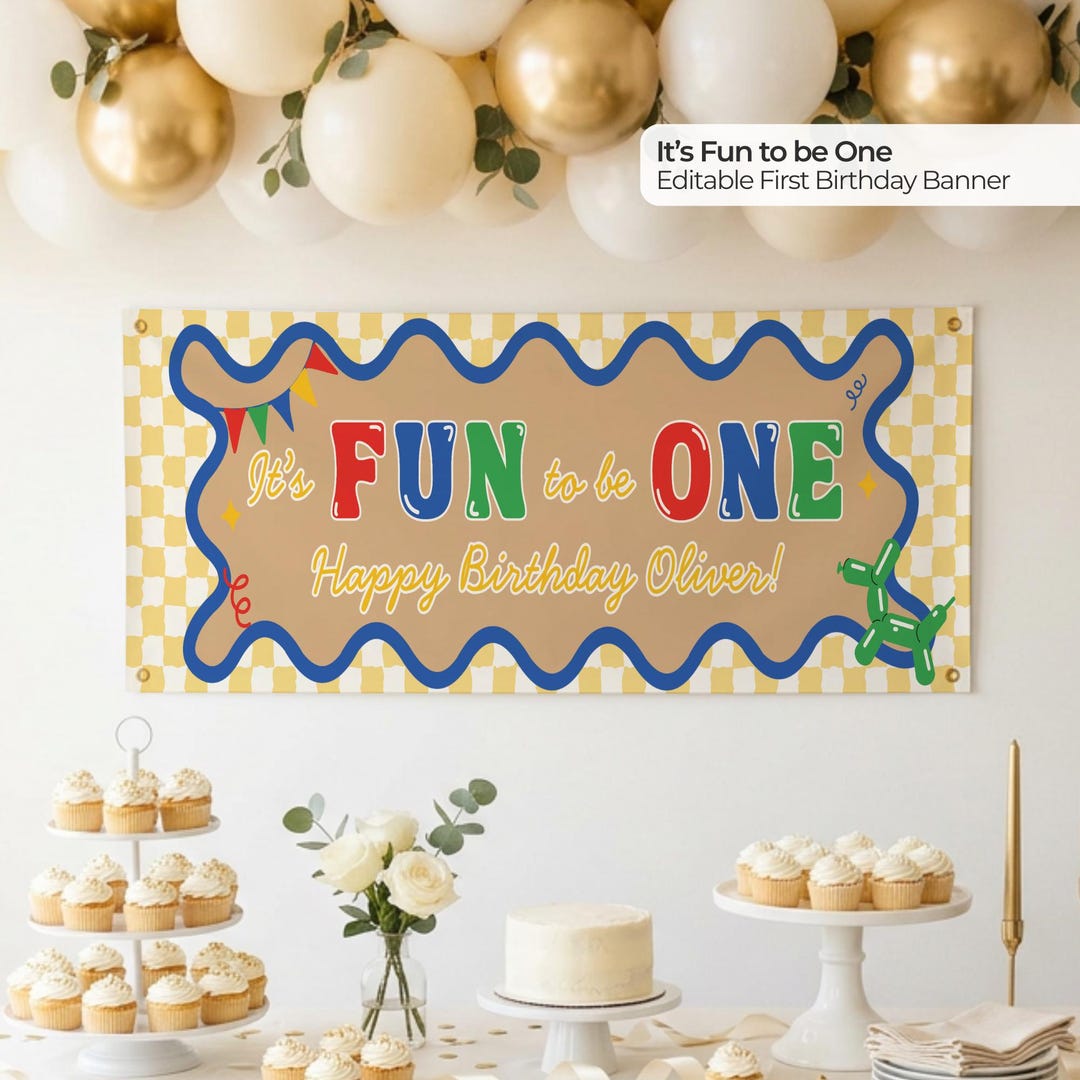 It's Fun to Be One Banner, Boy First Birthday Party Banner, Editable ...